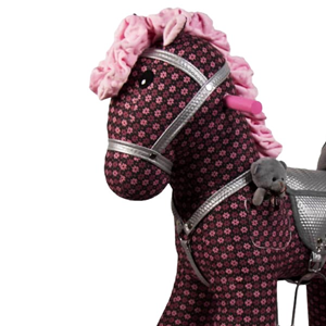 راکر اسب کودک چوبی گلی زرشکی - مشکی -اسباب بازی